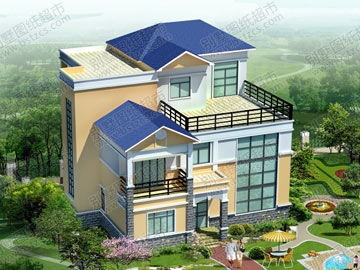 三層帶露臺別墅全套施工圖及效果圖_別墅設(shè)計(jì)圖紙,農(nóng)村房屋設(shè)計(jì)圖