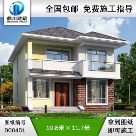 新農(nóng)村二層帶陽臺小別墅圖紙及效果圖_農(nóng)村兩層自建房設(shè)計(jì)圖,鼎川別墅圖紙