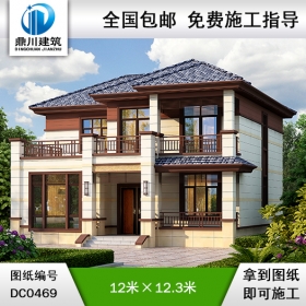 農(nóng)村二層帶露臺別墅設(shè)計效果圖及施工圖_農(nóng)村兩層別墅設(shè)計圖紙,鼎川建筑