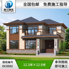 農(nóng)村新中式二層帶露臺小別墅設(shè)計圖紙_農(nóng)村兩層自建房設(shè)計,鼎川建筑