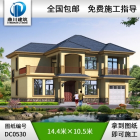 漂亮的二層帶車(chē)庫(kù)露臺(tái)農(nóng)村別墅設(shè)計(jì)圖施工圖紙_農(nóng)村兩層小別墅設(shè)計(jì)圖紙,鼎川別墅設(shè)計(jì)