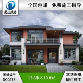 現(xiàn)代二層帶露臺獨(dú)棟別墅圖紙施工圖及效果圖_鄉(xiāng)村二層別墅設(shè)計(jì)圖紙,鼎川建筑