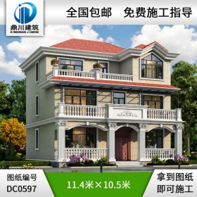 歐式三層帶露臺(tái)別墅施工圖及效果圖_別墅圖紙超市,三層歐式別墅設(shè)計(jì)圖紙