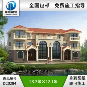 豪華三層復(fù)式雙拼別墅圖紙及效果圖_雙拼別墅設(shè)計圖紙,鼎川建筑