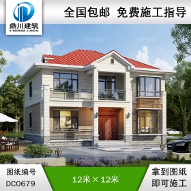 二層簡歐帶露臺小別墅施工圖紙及效果圖_農(nóng)村二層實(shí)用自建房設(shè)計,鼎川建筑