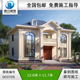 新農村二層帶陽臺復式別墅設計全套施工圖紙_鄉(xiāng)村歐式自建房設計圖,鼎川建筑