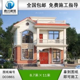 農(nóng)村二層簡(jiǎn)歐帶露臺(tái)小別墅施工圖紙及效果圖_鄉(xiāng)村自建房設(shè)計(jì),鼎川建筑