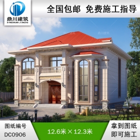 歐式二層帶陽(yáng)臺(tái)復(fù)式小別墅效果圖及施工圖紙_農(nóng)村自建房設(shè)計(jì),鼎川建筑