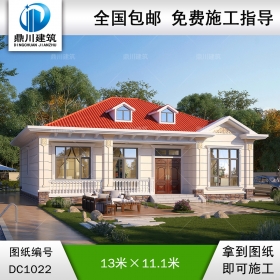 歐式一層別墅施工圖紙及效果圖_農(nóng)村自建小別墅設(shè)計(jì),鼎川建筑