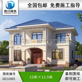 二層歐式別墅設(shè)計圖紙及外觀效果圖_新農(nóng)村自建別墅設(shè)計,鼎川建筑