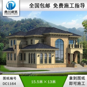 歐式二層復(fù)式別墅圖紙及效果圖_新農(nóng)村自建別墅設(shè)計(jì),鼎川建筑