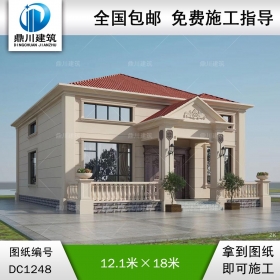 歐式一層帶閣樓別墅施工圖紙及效果圖_農(nóng)村自建別墅設(shè)計(jì),鼎川建筑