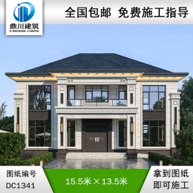 新中式二層別墅施工圖紙及效果圖_農(nóng)村自建別墅設(shè)計,鼎川建筑