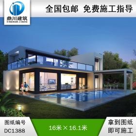 現(xiàn)代二層別墅效果圖及施工圖紙_農(nóng)村自建別墅設(shè)計,鼎川建筑