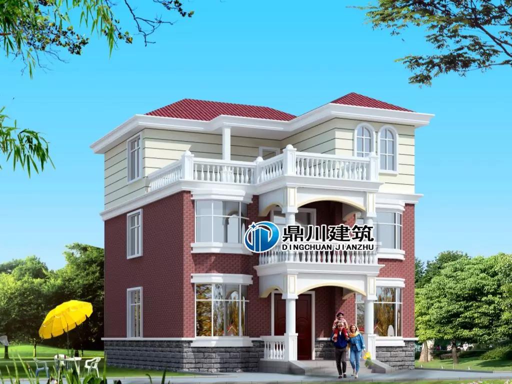 新農(nóng)村三層帶露臺(tái)自建房效果圖