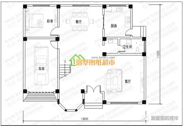帶車庫(kù)二層農(nóng)村別墅